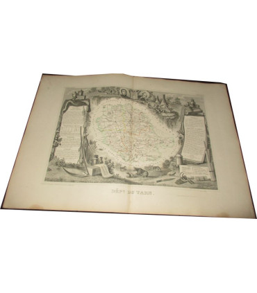 Gravure Département du Tarn 1846 Levasseur  - département 81, Atlas national illustré Levasseur, cartes géographiques,