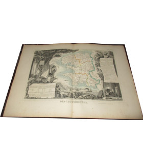 Gravure Département du Finistère, 1844, Levasseur, - Atlas national illustré Levasseur, cartes géographiques,