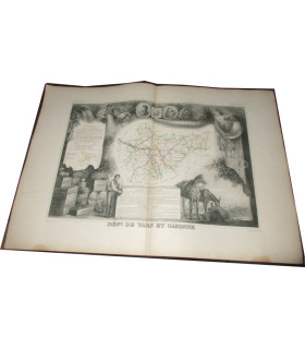 Gravure Département de Tarn et Garonne 1846 Levasseur  - Atlas national illustré Levasseur, cartes géographiques,