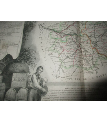 Gravure Département de Tarn et Garonne 1846 Levasseur  - Atlas national illustré Levasseur, cartes géographiques,