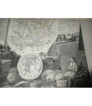 Gravure Département du Jura 1846 Levasseur  - Atlas national illustré Levasseur, cartes géographiques,
