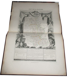 Gravure Département de la Manche 1846 Levasseur  - Atlas national illustré Levasseur, cartes géographiques,