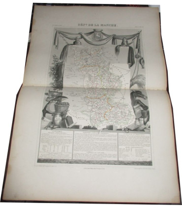 Gravure Département de la Manche 1846 Levasseur  - Atlas national illustré Levasseur, cartes géographiques,