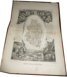 Gravure Département de la Meuse 1846 Levasseur  - Atlas national illustré Levasseur, cartes géographiques,