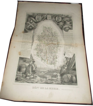 Gravure Département de la Meuse 1846 Levasseur  - Atlas national illustré Levasseur, cartes géographiques,