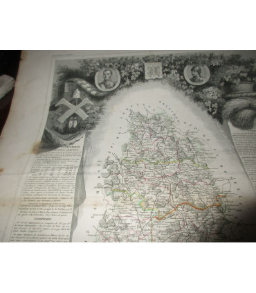 Gravure Département de la Meuse 1846 Levasseur  - Atlas national illustré Levasseur, cartes géographiques,