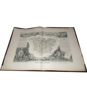 Gravure Département de l'Eure 1846 Levasseur  - Atlas national illustré Levasseur, cartes géographiques,