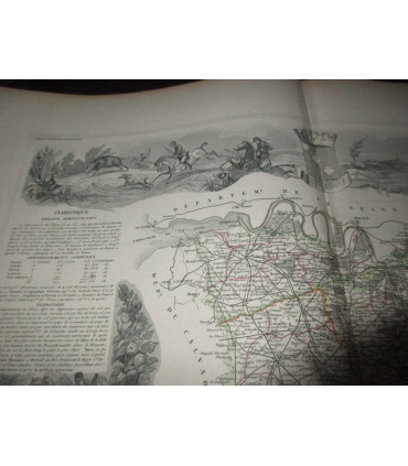 Gravure Département de l'Eure 1846 Levasseur  - Atlas national illustré Levasseur, cartes géographiques,