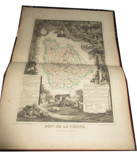 Gravure Département de la Vienne, 1844, Levasseur, - Atlas national illustré Levasseur, cartes géographiques,