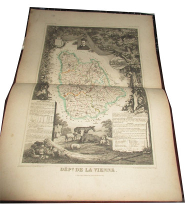 Gravure Département de la Vienne, 1844, Levasseur, - Atlas national illustré Levasseur, cartes géographiques,