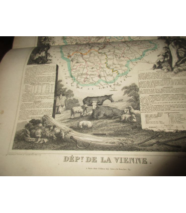 Gravure Département de la Vienne, 1844, Levasseur, - Atlas national illustré Levasseur, cartes géographiques,