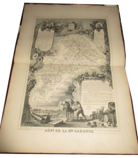 Gravure Département de la Haute Garonne, 1844, Levasseur, - Atlas national illustré Levasseur, cartes géographiques,