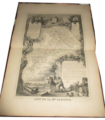 Gravure Département de la Haute Garonne, 1844, Levasseur, - Atlas national illustré Levasseur, cartes géographiques,