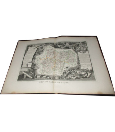 Gravure Département de la Saône et Loire 1846 Levasseur  - Atlas national illustré Levasseur, cartes géographiques,