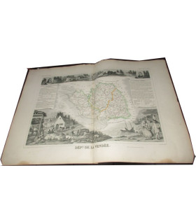 Gravure Département de la Vendée 1846 Levasseur  - département 85, Atlas national illustré Levasseur, cartes géographiques,