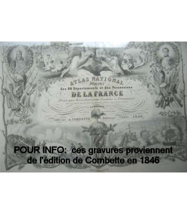 Gravure Département d'Indre et Loire 1846 Levasseur  - Atlas national illustré Levasseur, cartes géographiques,