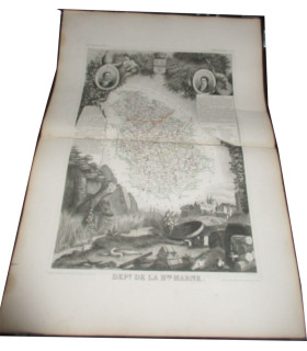 Gravure Département de la Haute Marne 1846 Levasseur  - Atlas national illustré Levasseur, cartes géographiques,