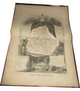 Gravure Département des Ardennes 1844, Levasseur, - Atlas national illustré Levasseur, cartes géographiques,