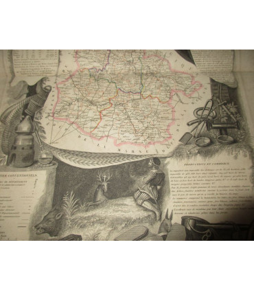 Gravure Département des Ardennes 1844, Levasseur, - Atlas national illustré Levasseur, cartes géographiques,