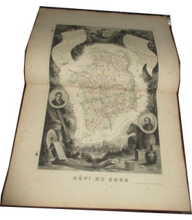Gravure Département du Cher 1846 Levasseur  - Atlas national illustré Levasseur, cartes géographiques,