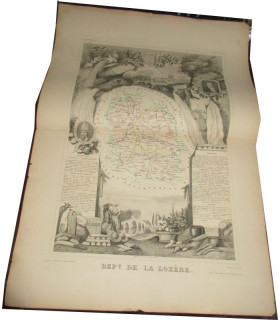 Gravure Département de la Lozère 1846 Levasseur  - Atlas national illustré Levasseur, cartes géographiques,