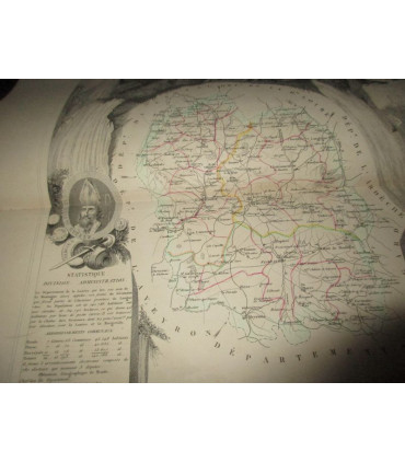 Gravure Département de la Lozère 1846 Levasseur  - Atlas national illustré Levasseur, cartes géographiques,