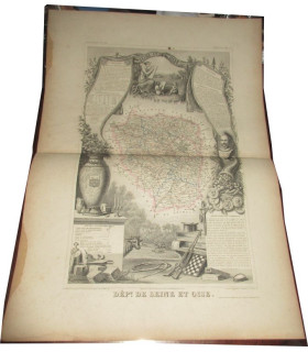 Gravure Département de Seine et Oise 1844, Levasseur, - Atlas national illustré Levasseur, cartes géographiques,