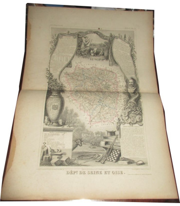 Gravure Département de Seine et Oise 1844, Levasseur, - Atlas national illustré Levasseur, cartes géographiques,