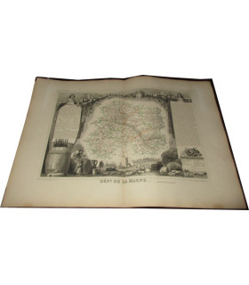 Gravure Département de la Marne 1846 Levasseur  - Atlas national illustré Levasseur, cartes géographiques,