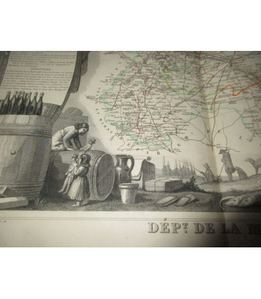 Gravure Département de la Marne 1846 Levasseur  - Atlas national illustré Levasseur, cartes géographiques,