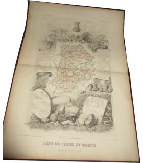 Gravure Département de Seine et Marne 1844, Levasseur, - Atlas national illustré Levasseur, cartes géographiques,