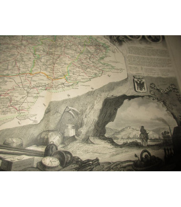 Gravure Département du Doubs 1846 Levasseur  - Atlas national illustré Levasseur, cartes géographiques,
