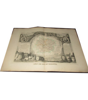 Gravure Département de Lot et Garonne 1846 Levasseur  - Atlas national illustré Levasseur, cartes géographiques,