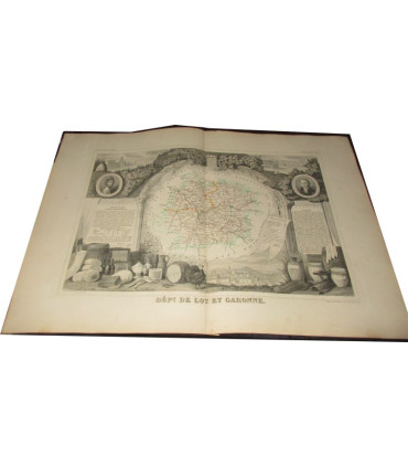 Gravure Département de Lot et Garonne 1846 Levasseur  - Atlas national illustré Levasseur, cartes géographiques,