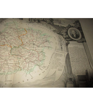 Gravure Département de Lot et Garonne 1846 Levasseur  - Atlas national illustré Levasseur, cartes géographiques,