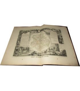 Gravure Département d'Eure et Loir 1846 Levasseur  - Atlas national illustré Levasseur, cartes géographiques,