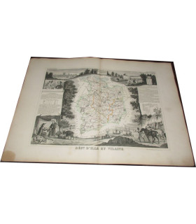 Gravure Département d'Ille et Vilaine 1846 Levasseur  - Atlas national illustré Levasseur, cartes géographiques,