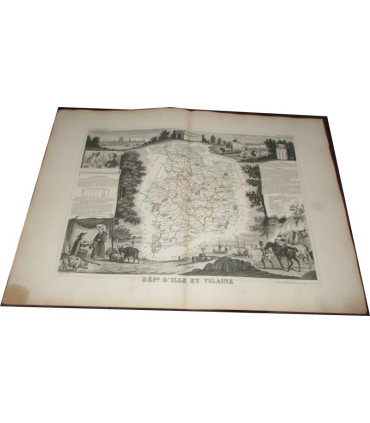 Gravure Département d'Ille et Vilaine 1846 Levasseur  - Atlas national illustré Levasseur, cartes géographiques,