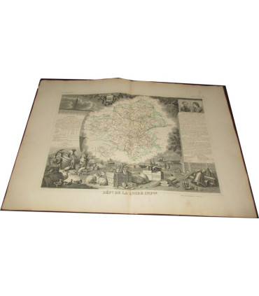 Gravure Département de la Loire Inférieure 1846 Levasseur  - Atlas national illustré Levasseur, cartes géographiques,