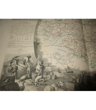 Gravure Département de la Loire Inférieure 1846 Levasseur  - Atlas national illustré Levasseur, cartes géographiques,