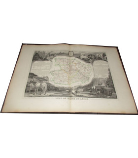 Gravure Département de Maine et Loire 1846 Levasseur  - Atlas national illustré Levasseur, cartes géographiques,