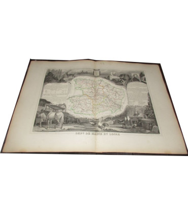 Gravure Département de Maine et Loire 1846 Levasseur  - Atlas national illustré Levasseur, cartes géographiques,