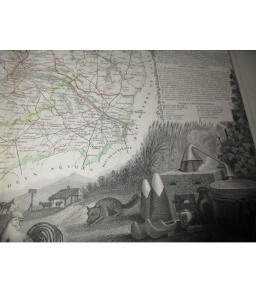 Gravure Département de Maine et Loire 1846 Levasseur  - Atlas national illustré Levasseur, cartes géographiques,