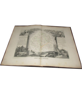 Gravure Département de l'Indre 1846 Levasseur  - Atlas national illustré Levasseur, cartes géographiques,