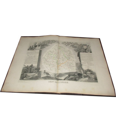 Gravure Département de l'Indre 1846 Levasseur  - Atlas national illustré Levasseur, cartes géographiques,