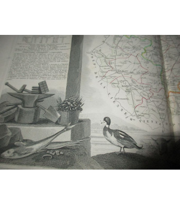 Gravure Département de l'Indre 1846 Levasseur  - Atlas national illustré Levasseur, cartes géographiques,