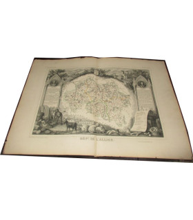Gravure Département de l'Allier 1846 Levasseur  - Atlas national illustré Levasseur, cartes géographiques,