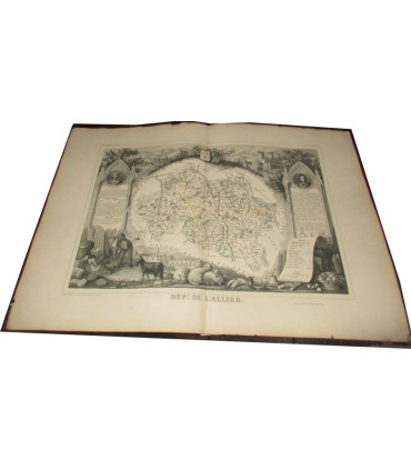 Gravure Département de l'Allier 1846 Levasseur  - Atlas national illustré Levasseur, cartes géographiques,