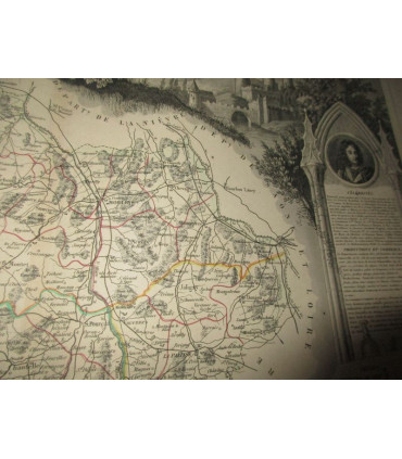 Gravure Département de l'Allier 1846 Levasseur  - Atlas national illustré Levasseur, cartes géographiques,