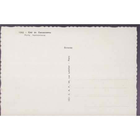 Cité de Carcassonne, la porte narbonnaise - carte postale, 11 Aude, automobiles, châteaux, CAP